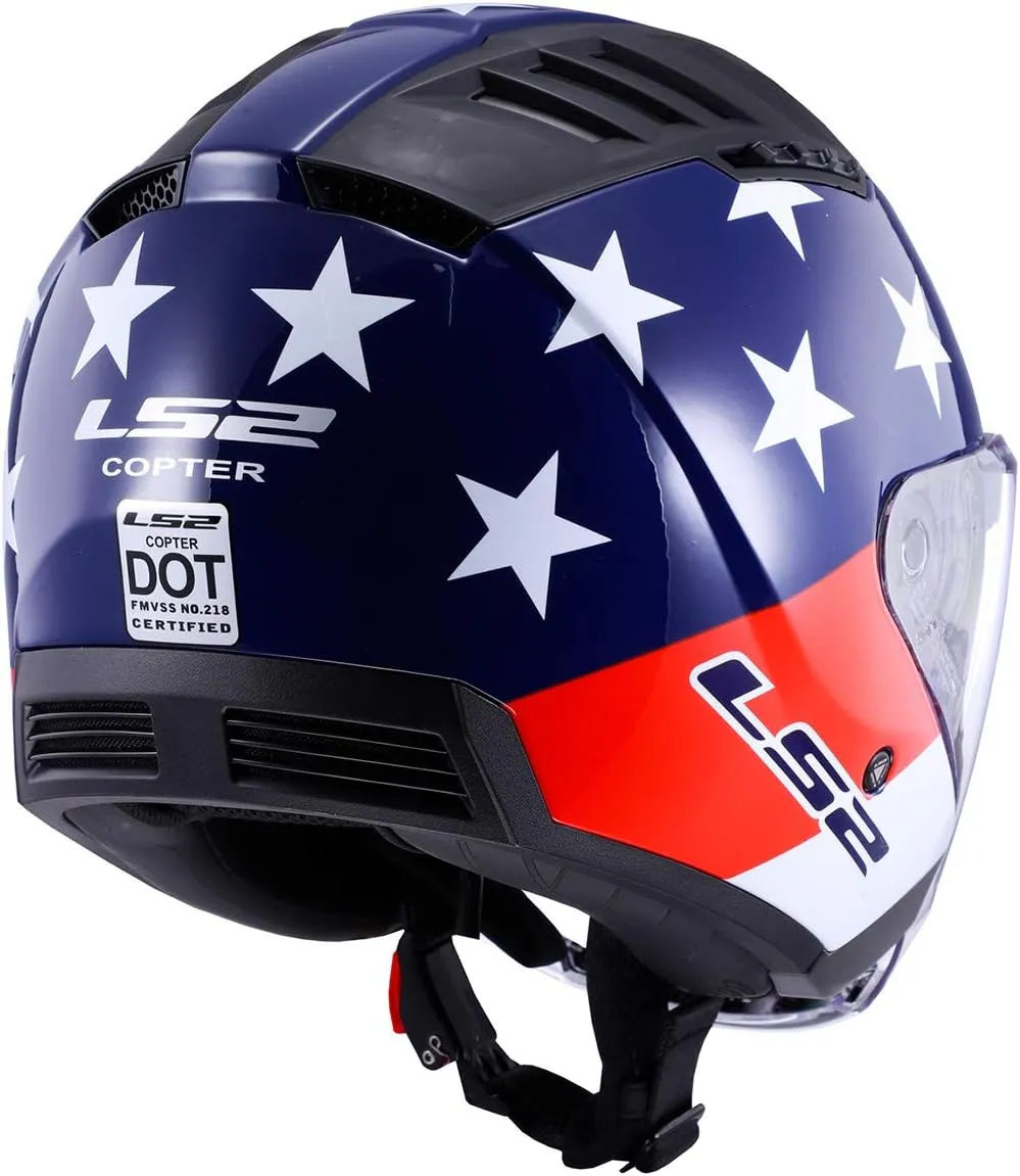 LS2 Helmets Copter Open Face Helmet (American Red/White/Blue - Medium)