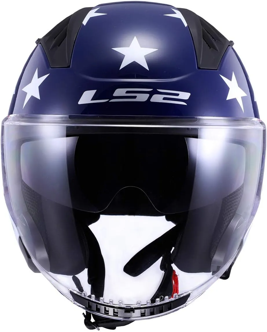 LS2 Helmets Copter Open Face Helmet (American Red/White/Blue - Medium)
