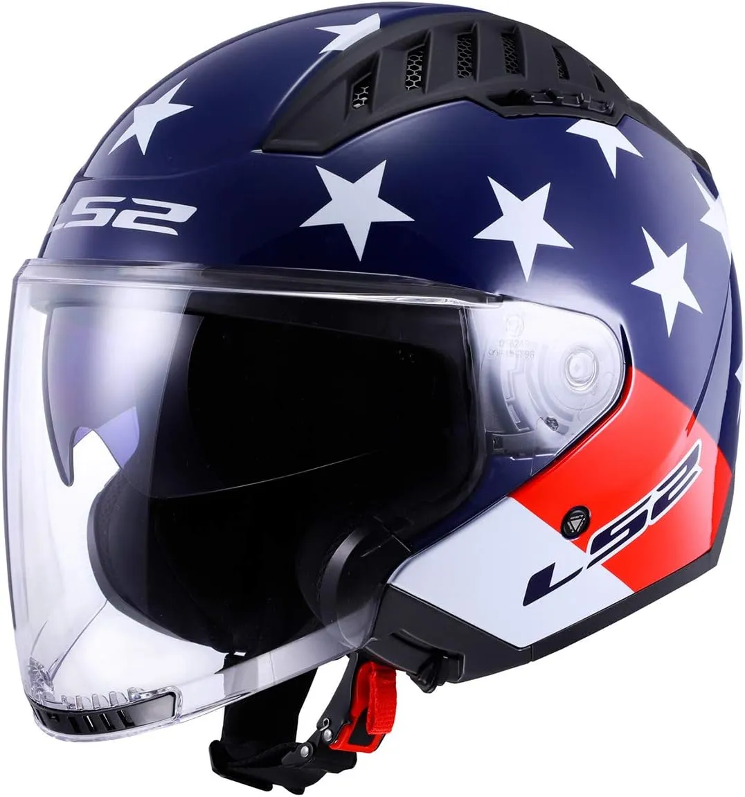 LS2 Helmets Copter Open Face Helmet (American Red/White/Blue - Medium)