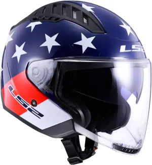 LS2 Helmets Copter Open Face Helmet (American Red/White/Blue - Medium)