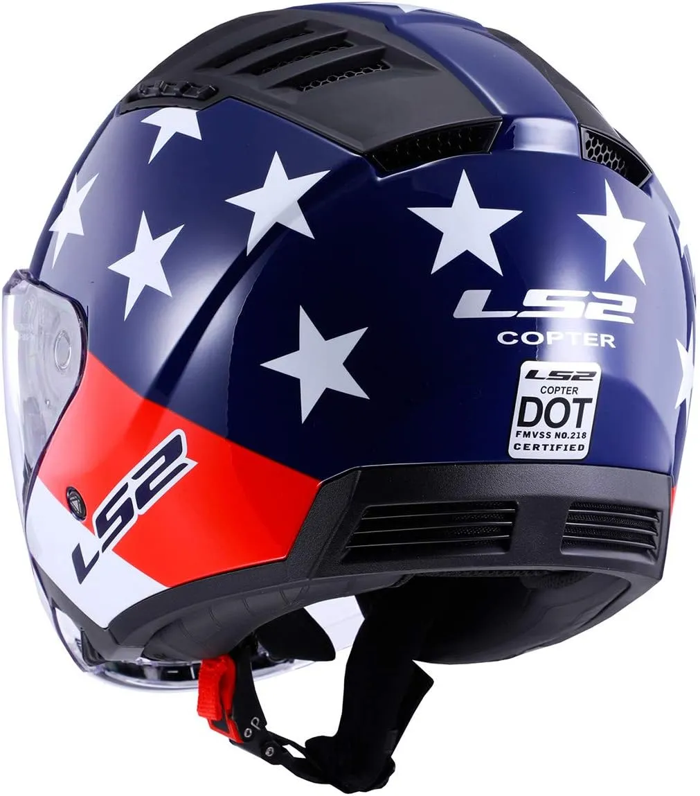 LS2 Helmets Copter Open Face Helmet (American Red/White/Blue - Medium)