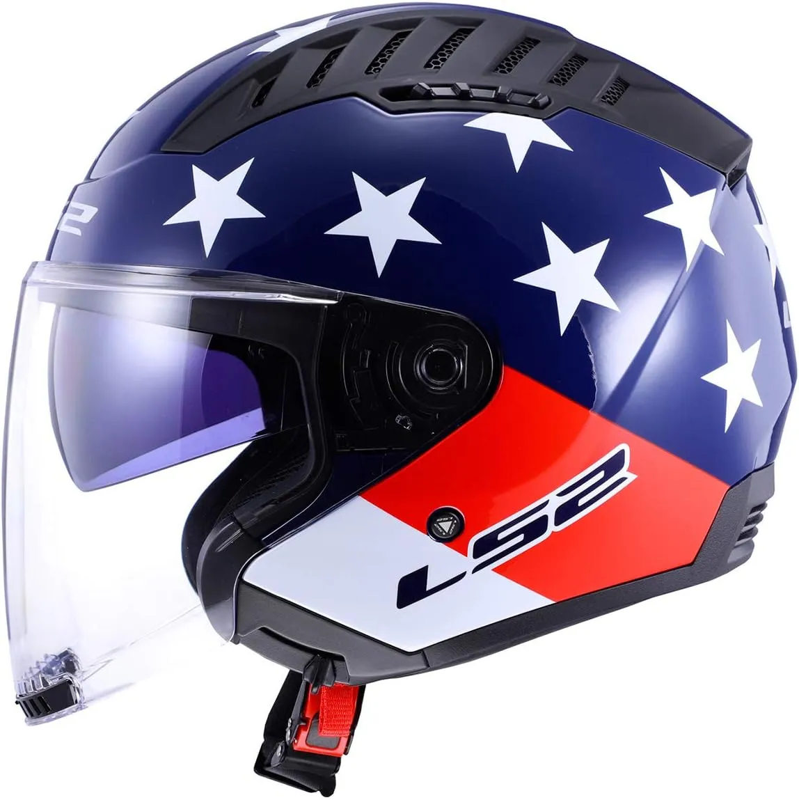 LS2 Helmets Copter Open Face Helmet (American Red/White/Blue - Medium)
