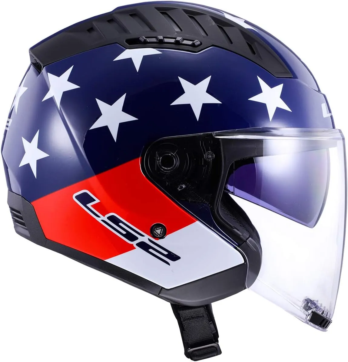 LS2 Helmets Copter Open Face Helmet (American Red/White/Blue - Medium)