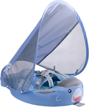 Mambobaby Float Baby Shark Swim Float with Canopy, Non-Inflatable Solid Baby Float, Upgrade Soft Skin-Friendly Fabric Material Infant Swim Float for Boys and Girls Toddler (Special Edition)