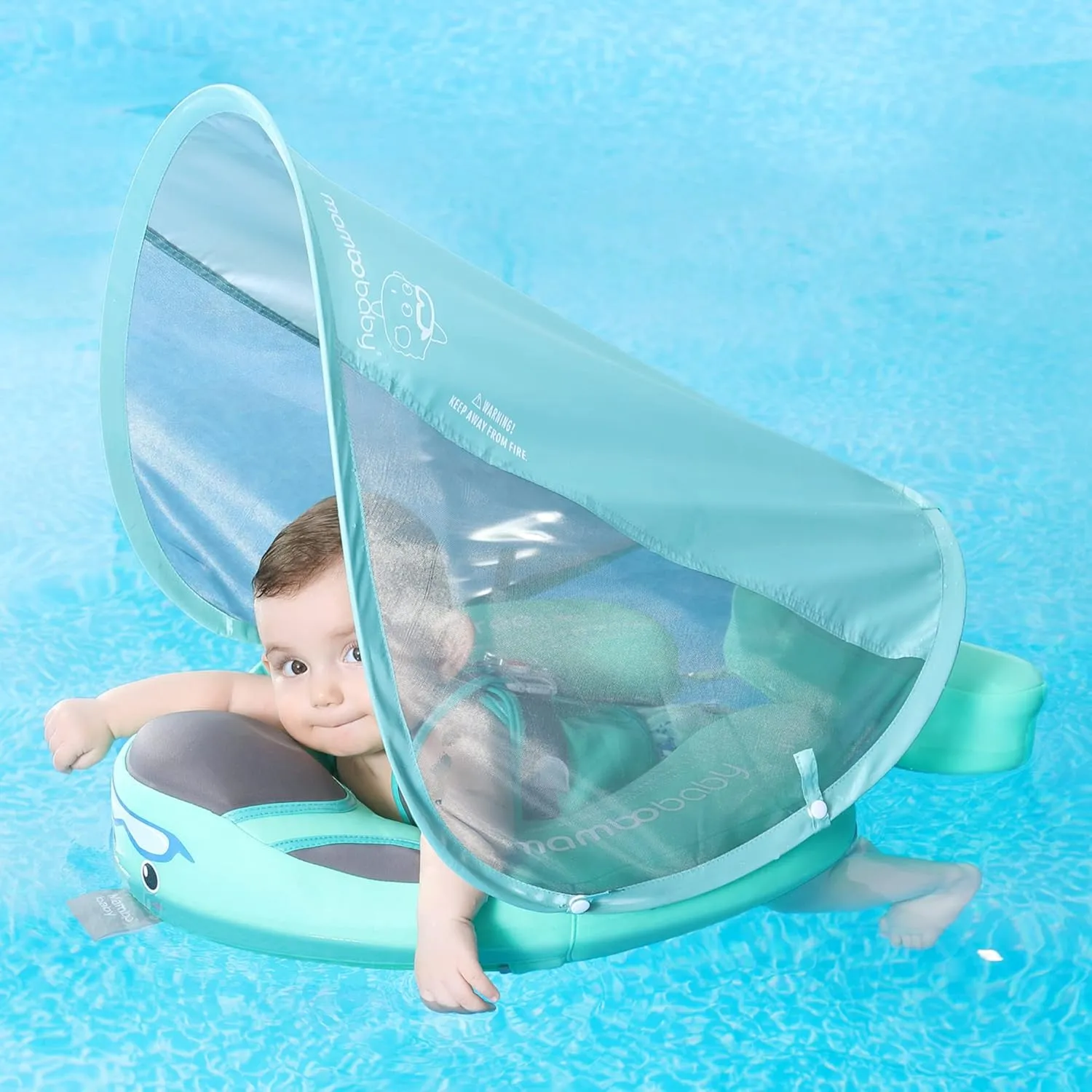 Mambobaby Float Baby Shark Swim Float with Canopy, Non-Inflatable Solid Baby Float, Upgrade Soft Skin-Friendly Fabric Material Infant Swim Float for Boys and Girls Toddler (Special Edition)