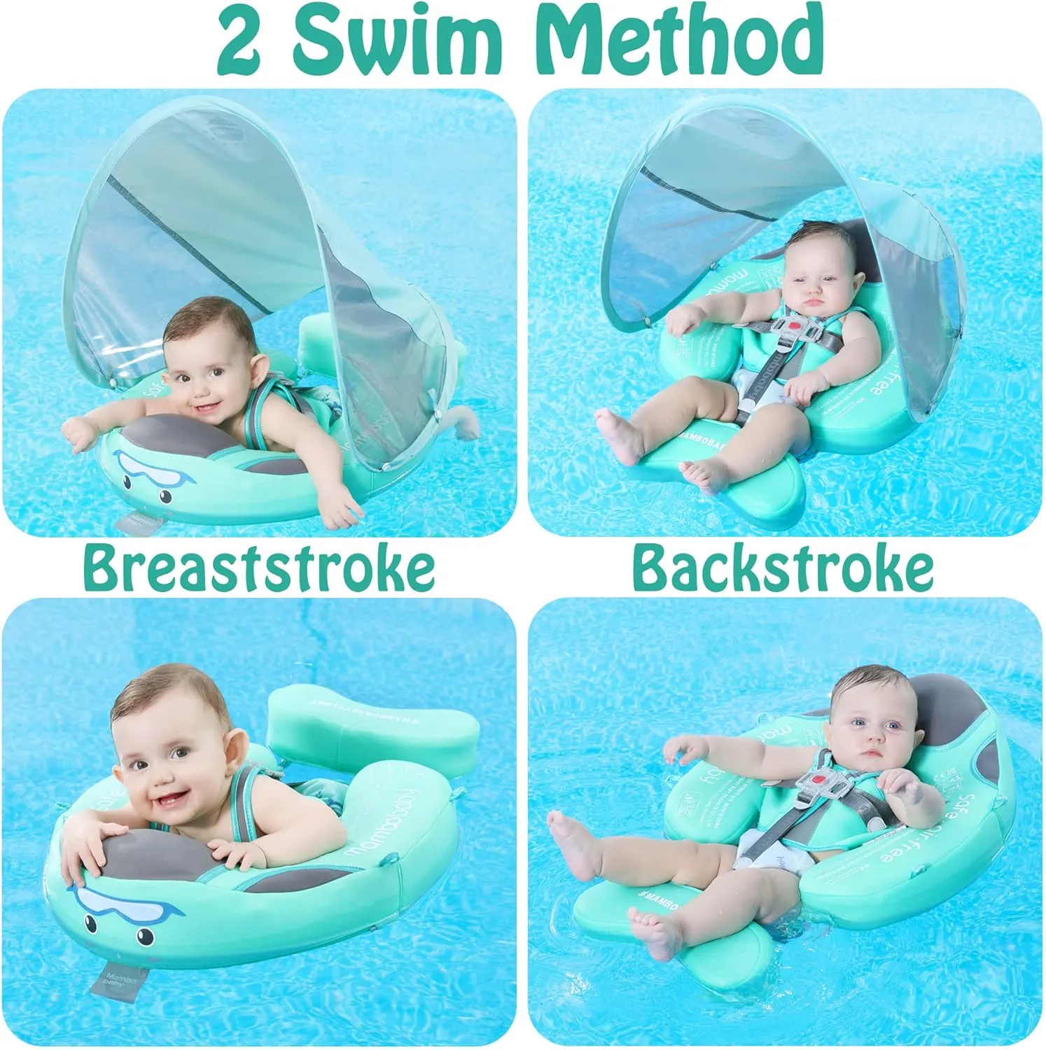 Mambobaby Float Baby Shark Swim Float with Canopy, Non-Inflatable Solid Baby Float, Upgrade Soft Skin-Friendly Fabric Material Infant Swim Float for Boys and Girls Toddler (Special Edition)