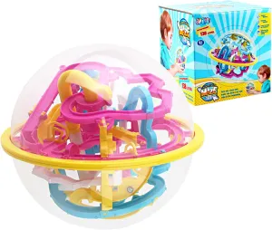 Maze Ball, 3D Puzzle Games Intellect Ball,with 100 Challenging Barriers,3D Educational Toys That can Develop Children's Brains,3D Puzzle Toys Magical Maze Ball Brain (18cm,Pink)