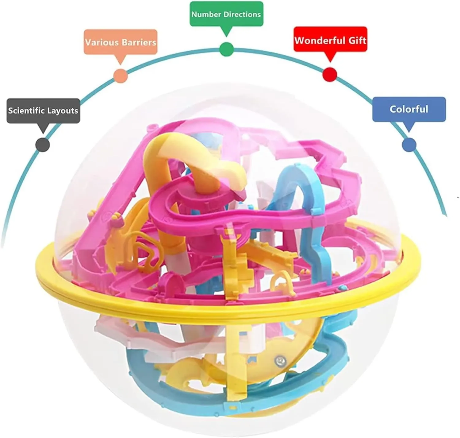 Maze Ball, 3D Puzzle Games Intellect Ball,with 100 Challenging Barriers,3D Educational Toys That can Develop Children's Brains,3D Puzzle Toys Magical Maze Ball Brain (18cm,Pink)