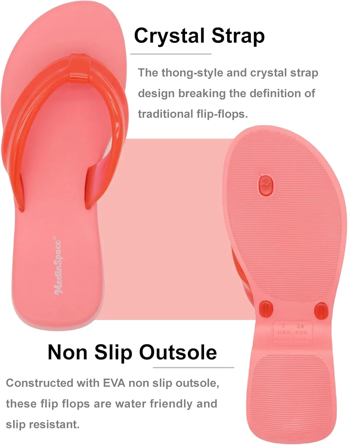 Meetinspace Women's EVA Platform Flip Flops Comfortable Thong Sandals Mid Heel Summer Beach Sandals