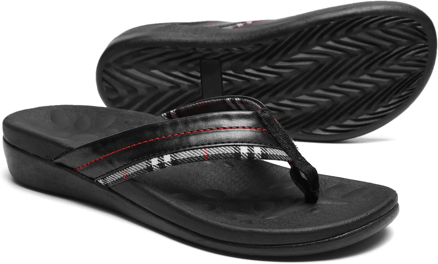 MEGNYA Orthopedic Walking Sandals with Arch Support, Casual Plantar Fasciitis Flip Flops for Flat Feet, Comfortable Cushioned Foam Slippers for Beach Summer