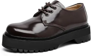 MEMON Womens Black Oxford Shoes,Vintage Oxford Platform Shoes for Women,Low Heel Lace up Chunky Platform Oxfords,Comfort Dress Shoes
