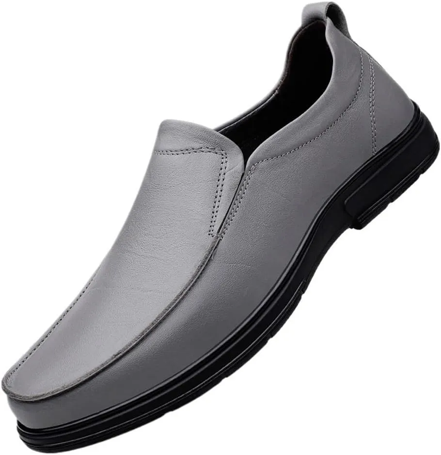 Men Classic Leather Oxford Dress Shoes Slip On Plain Toe Business Formal Tuxedo Casual Comfortable