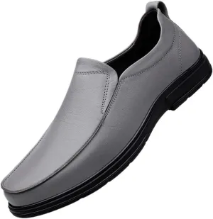 Men Classic Leather Oxford Dress Shoes Slip On Plain Toe Business Formal Tuxedo Casual Comfortable