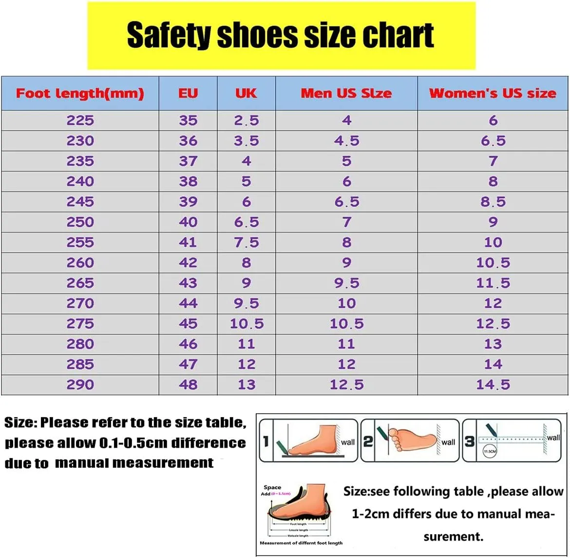 Men Women Indestructible Work Shoes,Lightweight Safety Shoes Slip Resistant Work Sneaker Breathable Puncture Proof Shoes