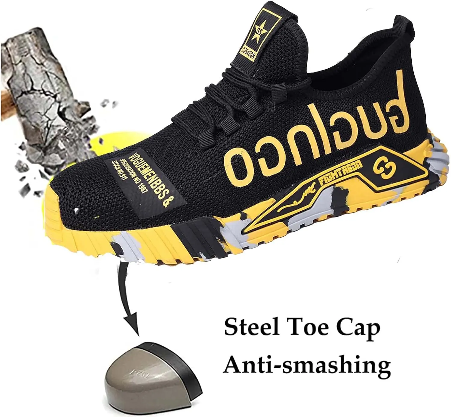 Men Women Indestructible Work Shoes,Lightweight Safety Shoes Slip Resistant Work Sneaker Breathable Puncture Proof Shoes