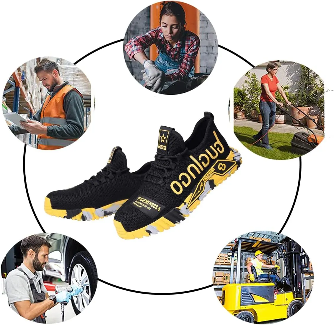 Men Women Indestructible Work Shoes,Lightweight Safety Shoes Slip Resistant Work Sneaker Breathable Puncture Proof Shoes