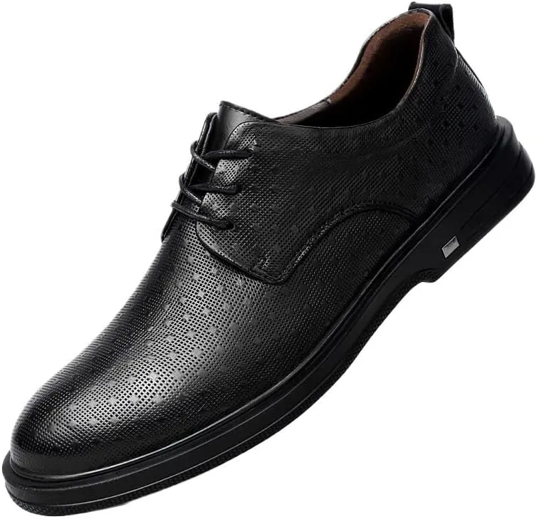 Men's Breathable Lace Up Leather Dress Shoes for Men Casual Business Oxford Office Walking Comfortable Tuxedo Shoes(8)