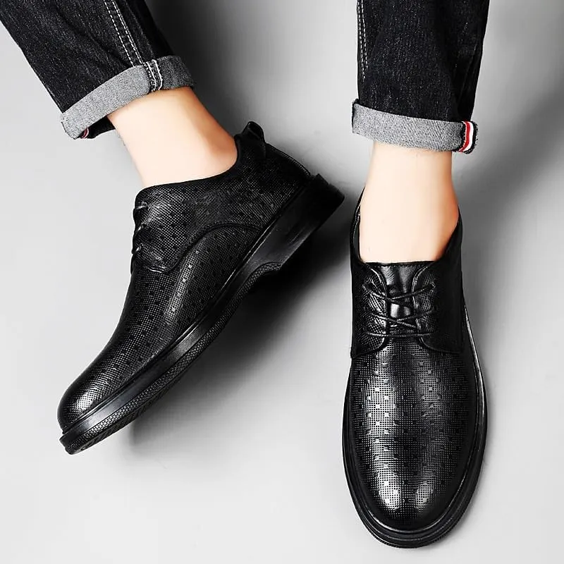 Men's Breathable Lace Up Leather Dress Shoes for Men Casual Business Oxford Office Walking Comfortable Tuxedo Shoes(8)
