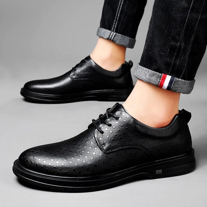 Men's Breathable Lace Up Leather Dress Shoes for Men Casual Business Oxford Office Walking Comfortable Tuxedo Shoes(8)