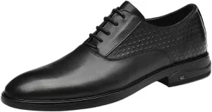 Men's Breathable Oxford Dress Shoes - Formal Business Casual Tuxedo Shoes with Trendy Plaid Upper for Office and Wedding
