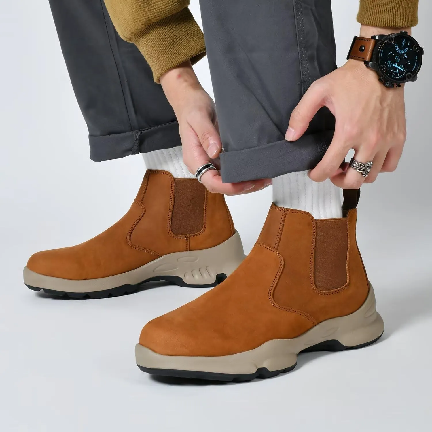 Men's Chukka Boots Genuine Leather Ankle Boot for Men Classic Casual Oxford Style Footwear
