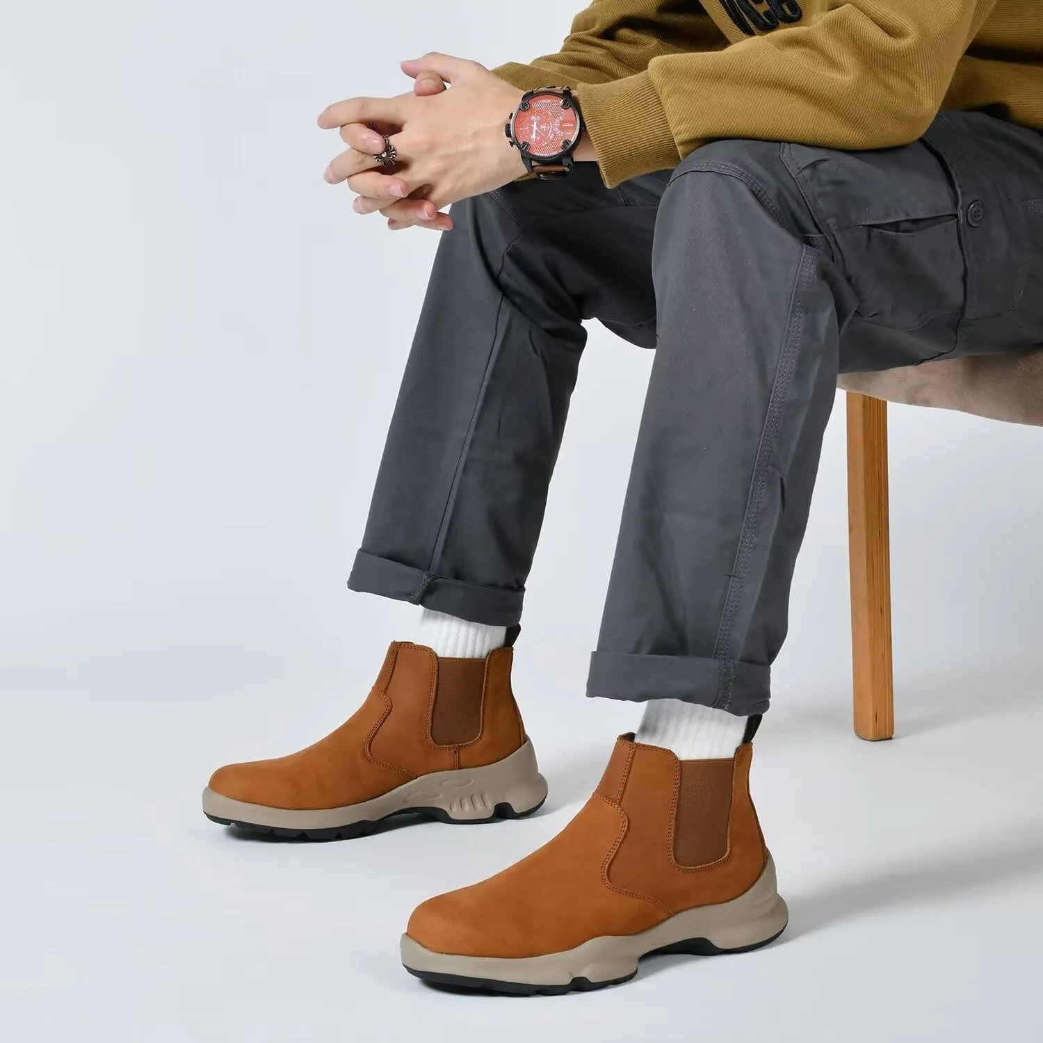 Men's Chukka Boots Genuine Leather Ankle Boot for Men Classic Casual Oxford Style Footwear