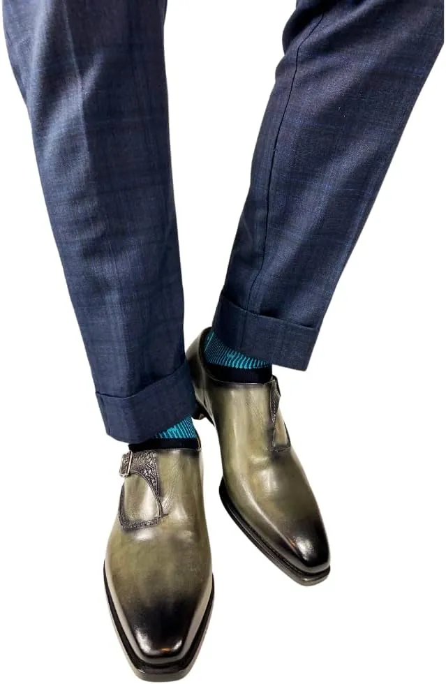 Men's Dress Italian Shoes Oxford Buckle Premium Leather Made in Italy