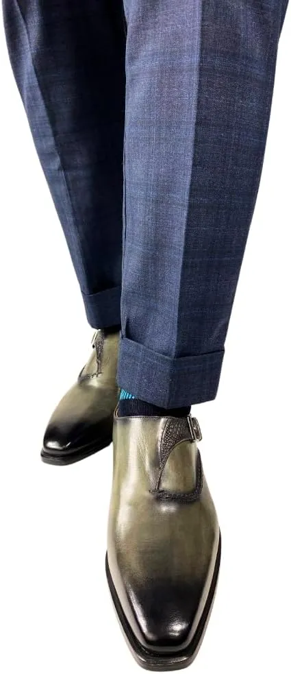 Men's Dress Italian Shoes Oxford Buckle Premium Leather Made in Italy