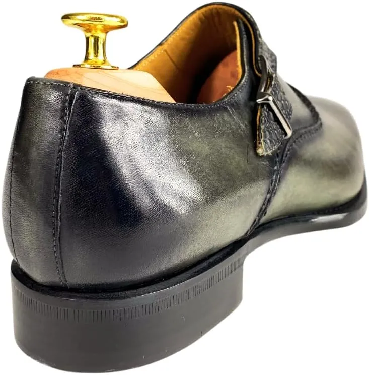 Men's Dress Italian Shoes Oxford Buckle Premium Leather Made in Italy