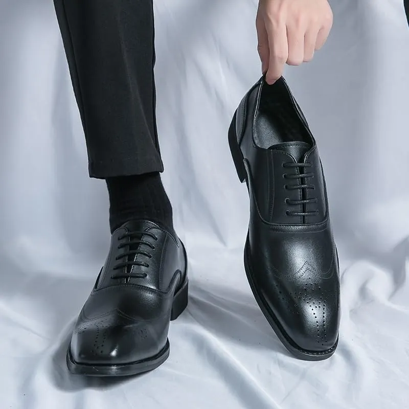 Men's Dress Shoes Bussiness Formal Lace Up Soft Oxfords for Men Mens Classic Retro Casual Derby Shoes