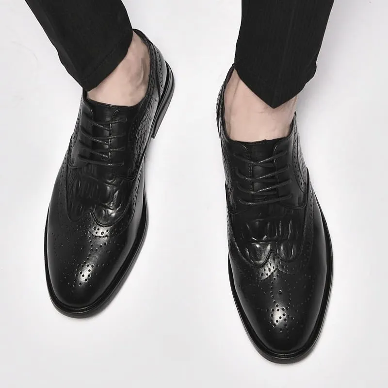 Men's Dress Shoes Genuine Leather Lace Up Oxfords Formal Business Wedding Comfortable Derby Shoes