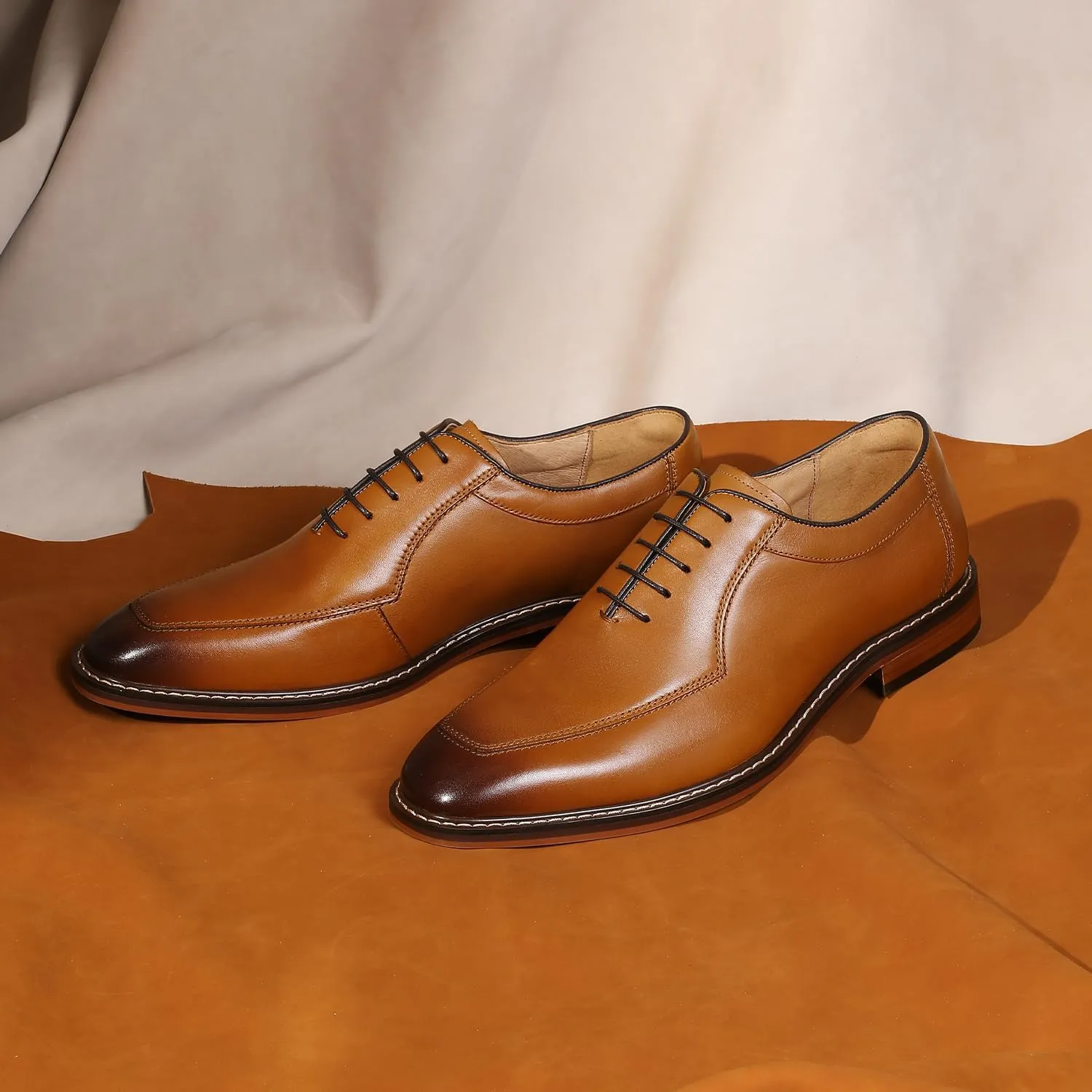 Men's Dress Shoes Genuine Leather Oxford for Men Classic Comfortable Formal Business lace up No Creases Mens Dress Shoes