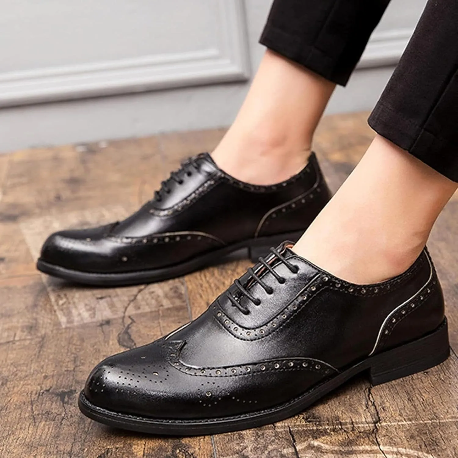 Men's Formal Shoes, Gentlemen's Evening Oxford Shoes, Fashionable Low Cut Lace up Business Shoes, Youthful Classic Brogue Shoes