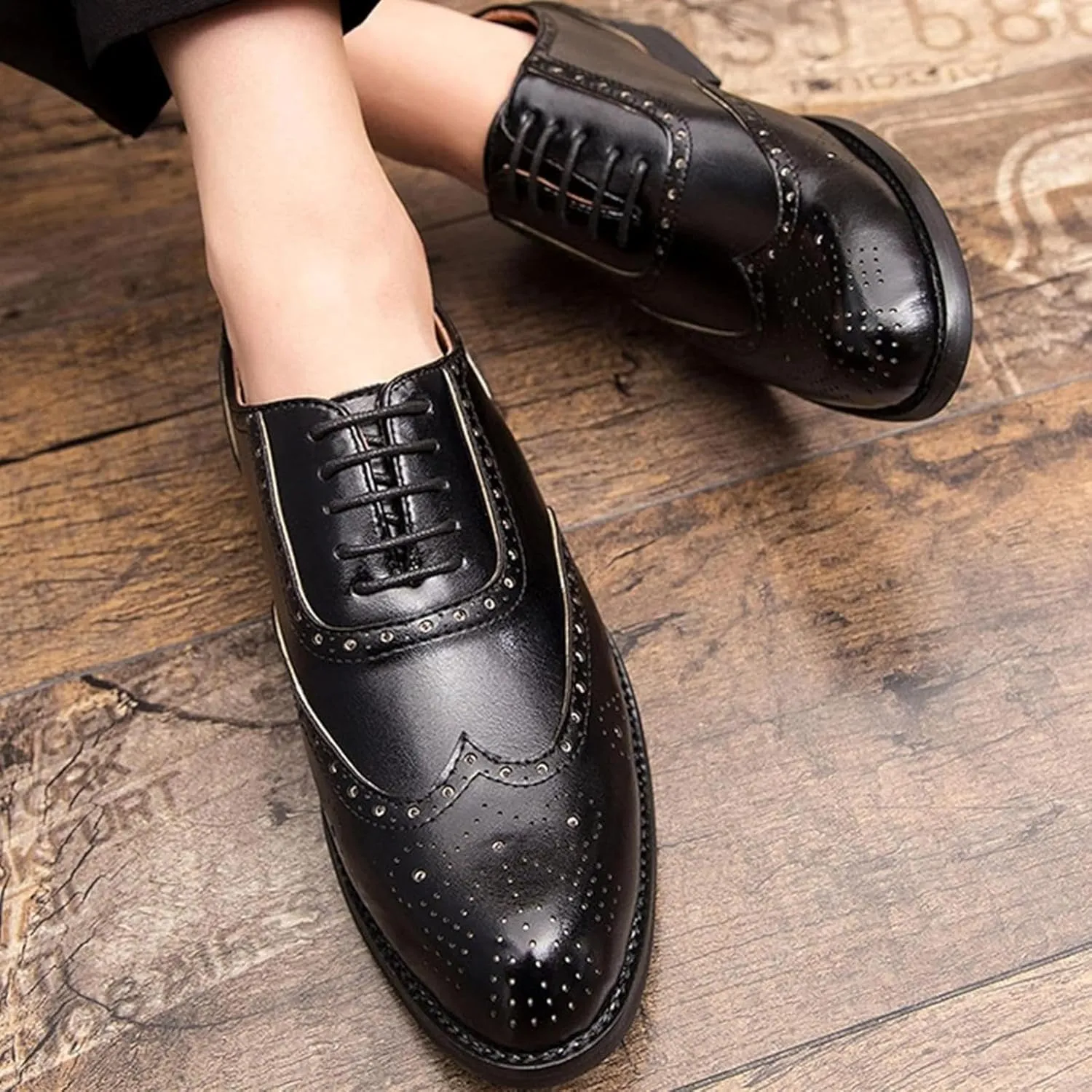 Men's Formal Shoes, Gentlemen's Evening Oxford Shoes, Fashionable Low Cut Lace up Business Shoes, Youthful Classic Brogue Shoes