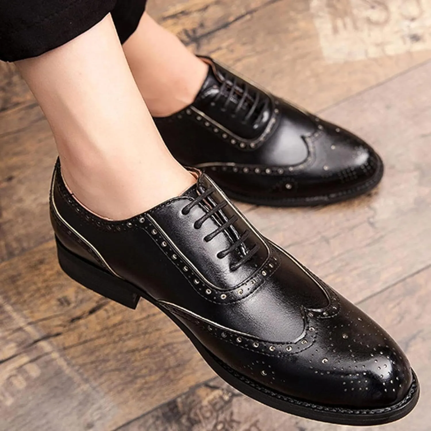 Men's Formal Shoes, Gentlemen's Evening Oxford Shoes, Fashionable Low Cut Lace up Business Shoes, Youthful Classic Brogue Shoes