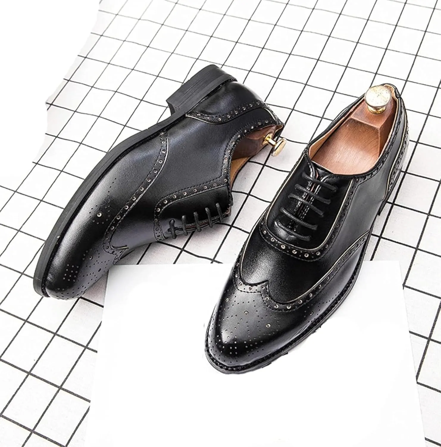 Men's Formal Shoes, Gentlemen's Evening Oxford Shoes, Fashionable Low Cut Lace up Business Shoes, Youthful Classic Brogue Shoes