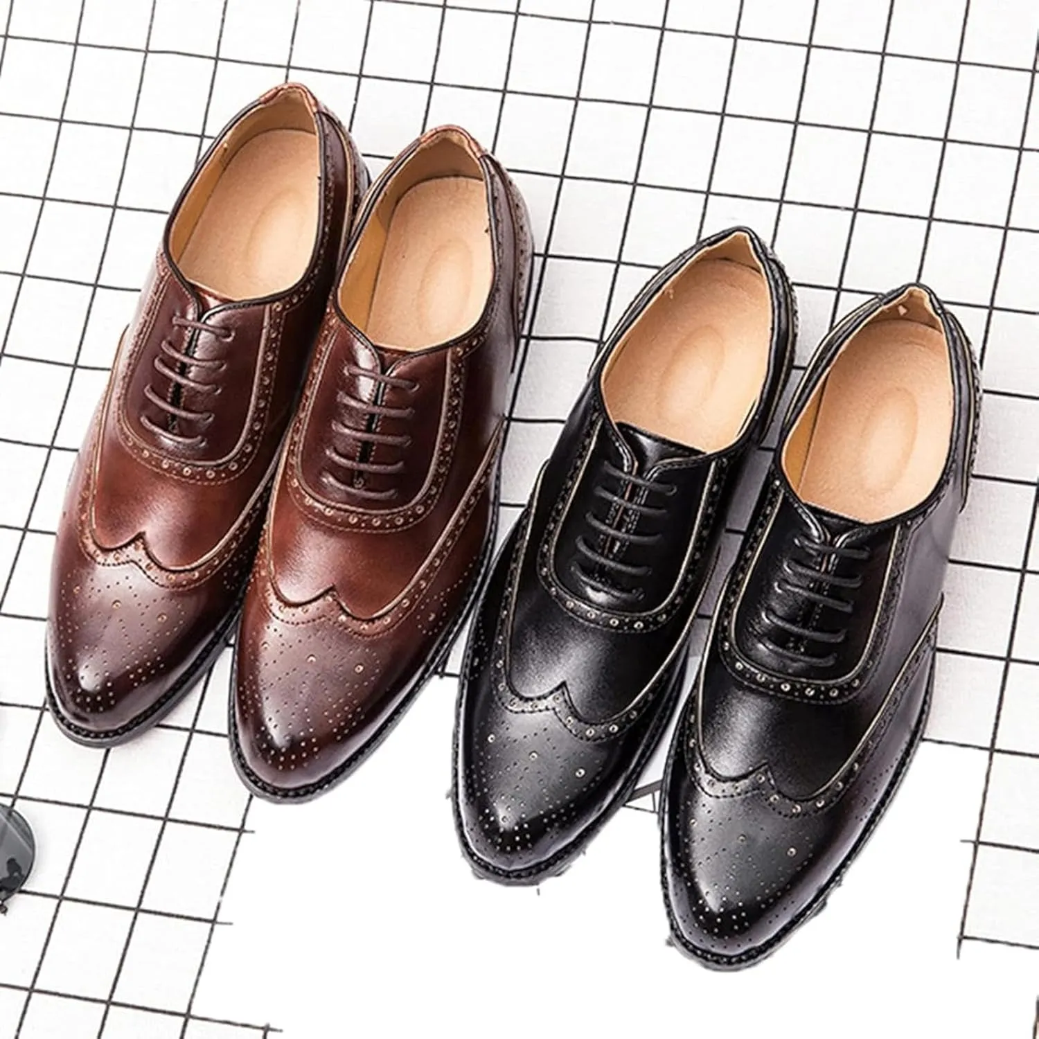 Men's Formal Shoes, Gentlemen's Evening Oxford Shoes, Fashionable Low Cut Lace up Business Shoes, Youthful Classic Brogue Shoes