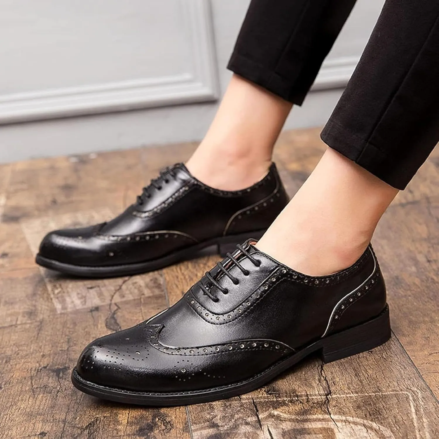 Men's Formal Shoes, Gentlemen's Evening Oxford Shoes, Fashionable Low Cut Lace up Business Shoes, Youthful Classic Brogue Shoes