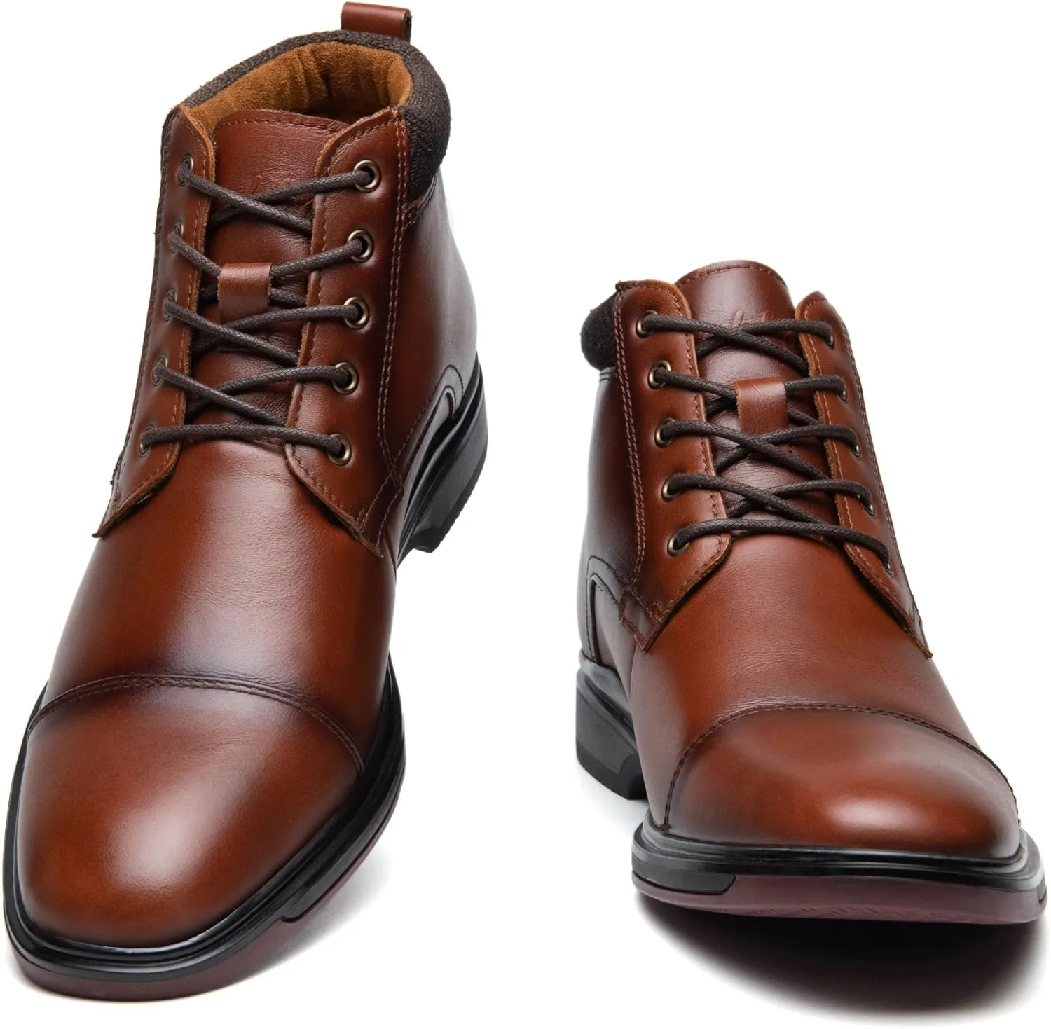 Mens Leather Oxford Dress Boots - Casual Chukka Ankle Boot Mid-Top Boots for Men