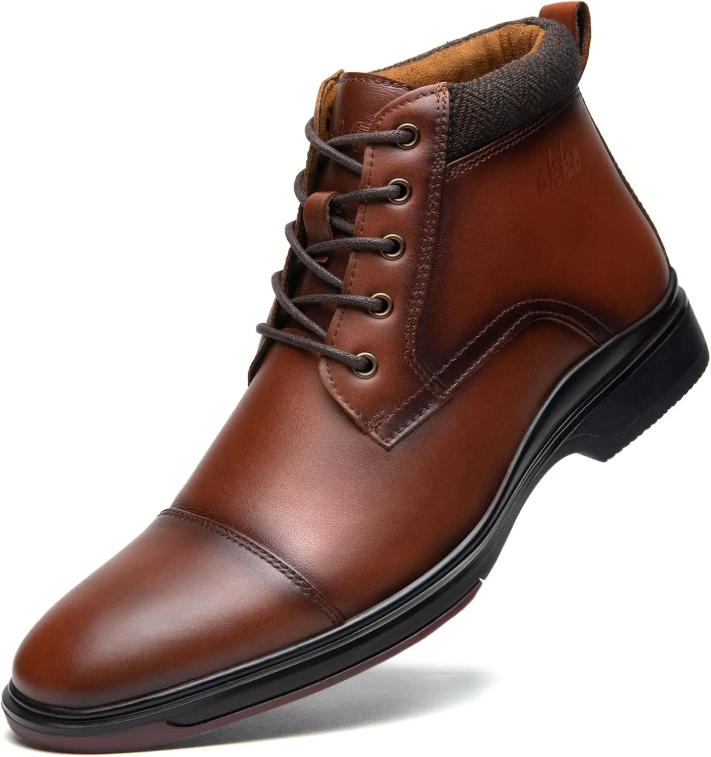 Mens Leather Oxford Dress Boots - Casual Chukka Ankle Boot Mid-Top Boots for Men