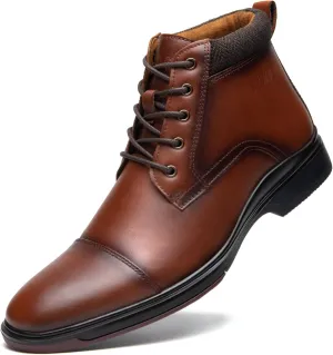 Mens Leather Oxford Dress Boots - Casual Chukka Ankle Boot Mid-Top Boots for Men