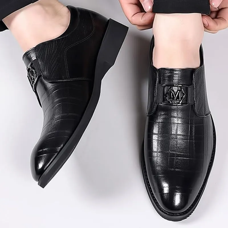 Men's Platform Dress Shoes Business Men Oxford Shoes Casual Leather Walking Brogue Shoes