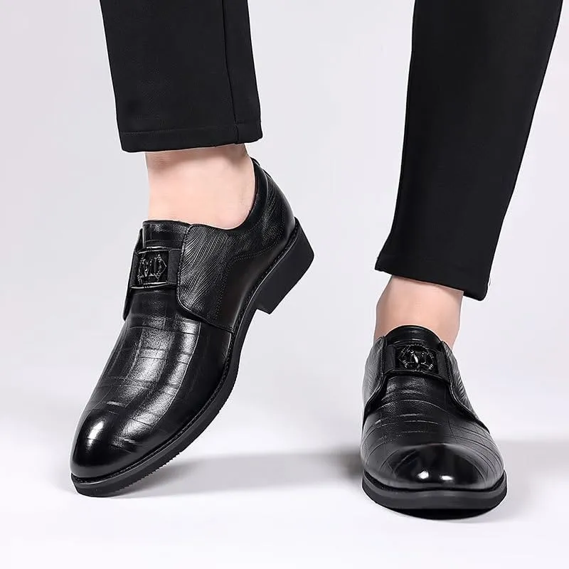 Men's Platform Dress Shoes Business Men Oxford Shoes Casual Leather Walking Brogue Shoes