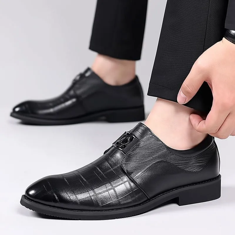 Men's Platform Dress Shoes Business Men Oxford Shoes Casual Leather Walking Brogue Shoes