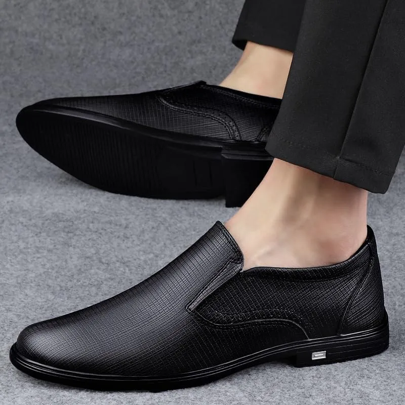 Men's Pointed Toe Derbys Shoes Retro Comfortable Non-Slip Walking Dress Shoes Classic Formal Business Slip On Oxford Shoes