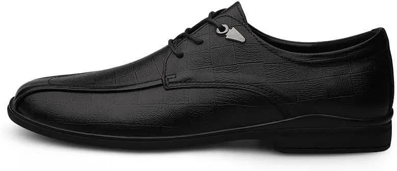 Men's Pointed Toe Tuxedo Shoes - Classic Lace Up Low Top Leather Dress Shoes for Business, Office, and Weddings