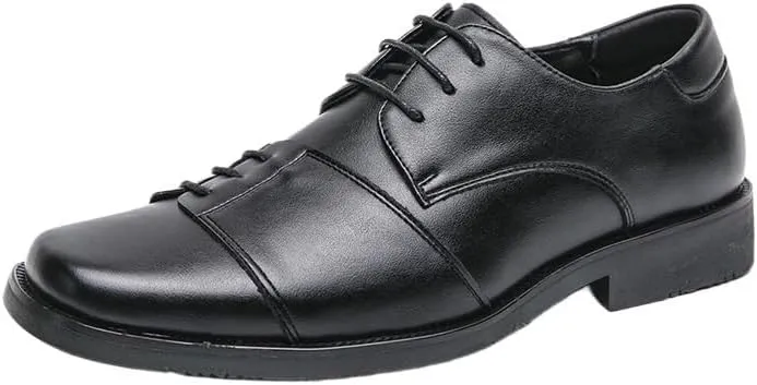 Men's Retro Square Toe Oxford Shoes, Lace-Up Brogue Flats, Casual Dress Loafers, Office Formal Footwear, Men's Genuine Leather Shoes
