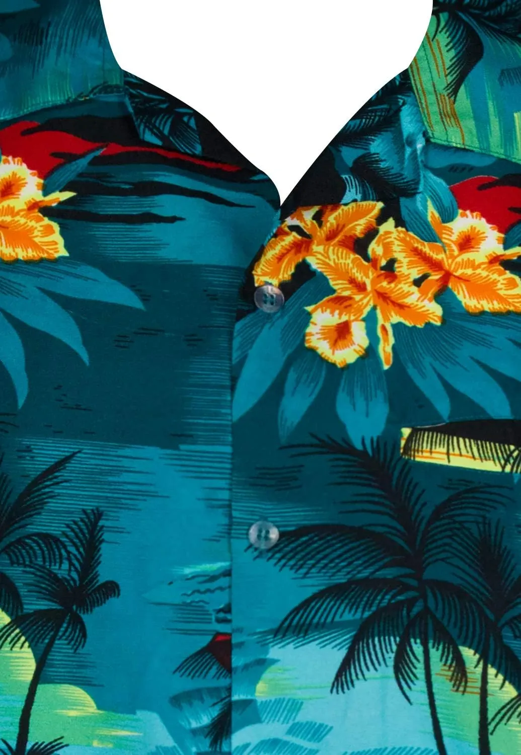 Men's Surfing-Shirt Short-Sleeve Casual-Button-Down Hawaii-Vacation Palms Sunset