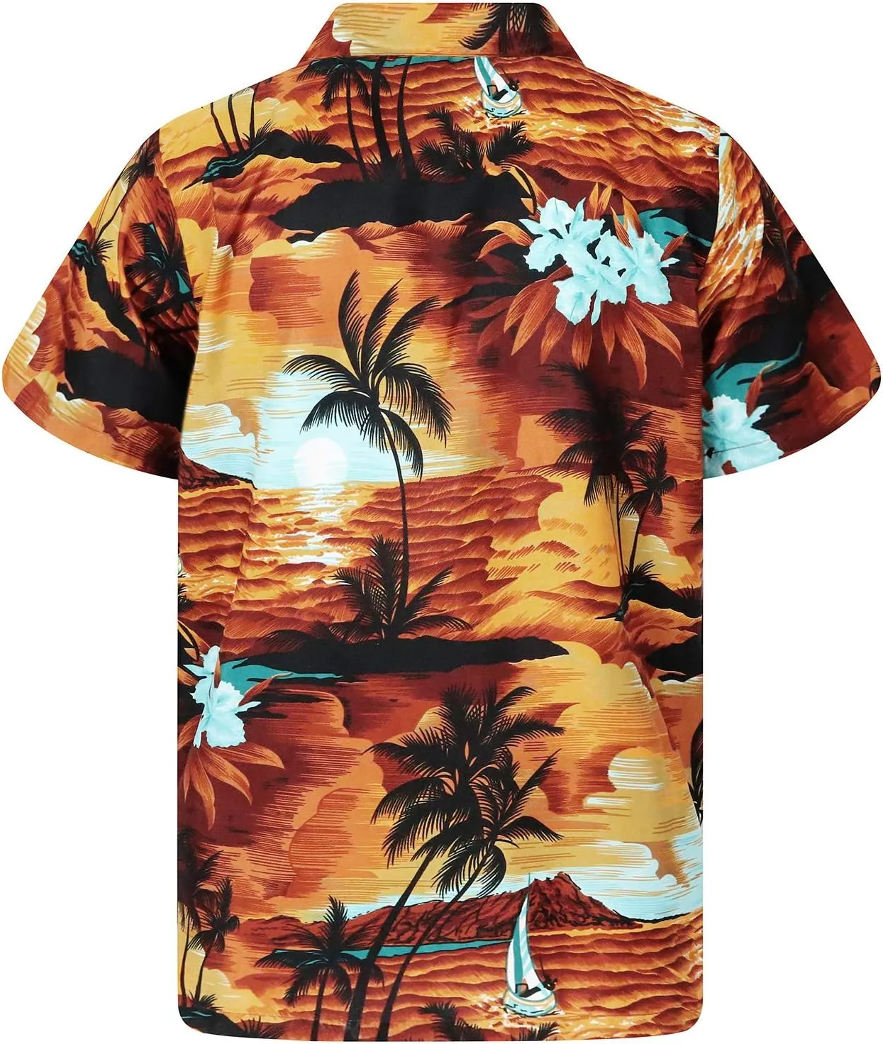 Men's Surfing-Shirt Short-Sleeve Casual-Button-Down Hawaii-Vacation Palms Sunset