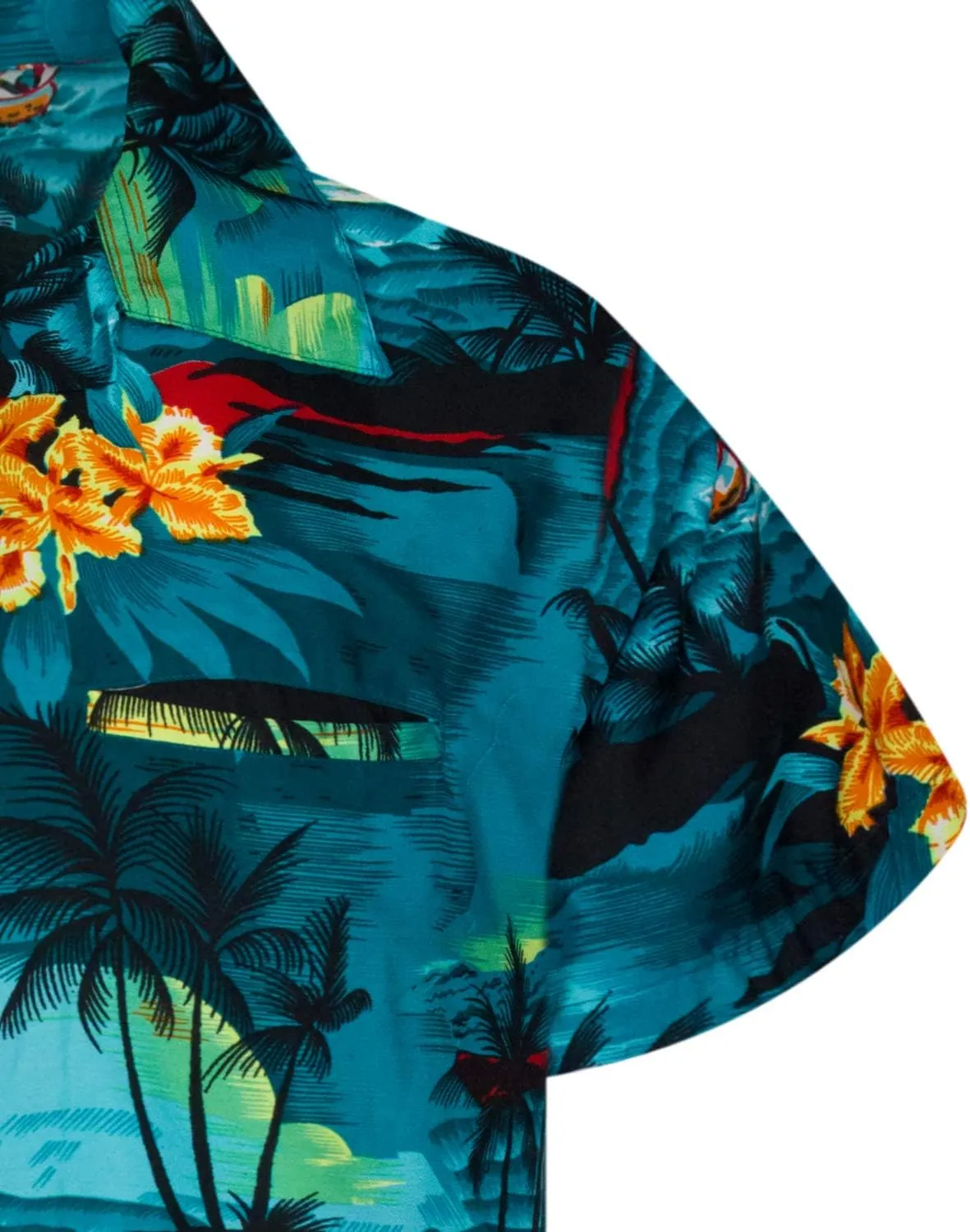 Men's Surfing-Shirt Short-Sleeve Casual-Button-Down Hawaii-Vacation Palms Sunset